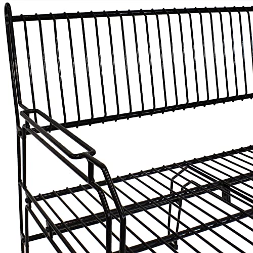 Sunnydaze 2-Person Modern Metal Patio Bench - Indoor/Outdoor Black Steel Wire Porch Bench for Patio, Sunroom, Deck, or Living Room - 30.75-Inch H