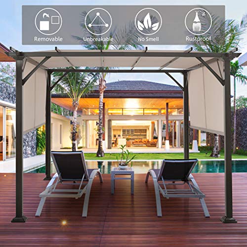 Tangkula 2PCS 16x4 Ft Universal Replacement Canopy for Pergola Structure, Outdoor Shade Canopy Cover, Waterproof Polyester Cover for Durable Use (Cover only) (Beige)