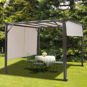 Tangkula 2PCS 16x4 Ft Universal Replacement Canopy for Pergola Structure, Outdoor Shade Canopy Cover, Waterproof Polyester Cover for Durable Use (Cover only) (Beige)