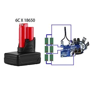 Askoteck M12 12V 6-Cell 3.0Ah-6.0Ah-9.0Ah Battery Case Replacement for Milwaukee, Battery Broken Plastic Case Replacement Repair Kit Part(No Battery Included)