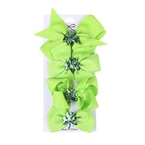 set hairpin bow baby 4pc girls day print accessories hairclip st.patrick’s barrettes baby care girl bows hair ties