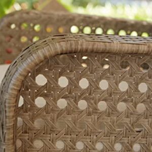 Signature Design by Ashley Braylee Outdoor 2 Piece Patio Driftwood Resin Wicker Cushioned Loveseat and Table, Rustic