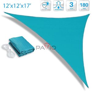 Patio Paradise Turquoise 12x12x17 Sun Shade Sail Canopy Awning Fabric Cloth Screen - U*V Block UV Resistant Heavy Duty Commercial Grade - Outdoor Patio Carport - We Make Custom Sizes