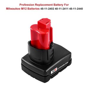 Dosctt 2 Pack 12V 6.0Ah Battery Compatible with Milwaukee M12 Battery XC Lithium 48-11-2411 48-11-2420 48-11-2401 48-11-2402 48-11-2401