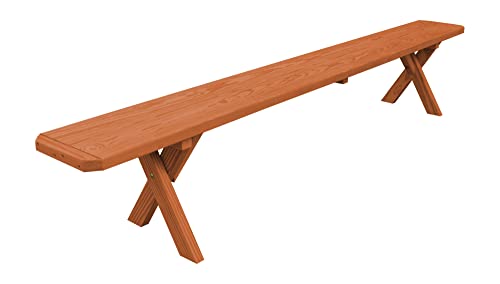 Amish-Made 94" Cross Legged Pressure-Treated Pine Picnic Table Bench, Redwood Stain