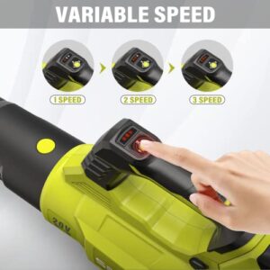 SEYVUM Leaf Blower - 580CFM 20V MAX Leaf Blower Cordless with 2 X 3.0 Battery & Charger, 3-Speed Dial Electric Handheld Leaf Blower, Lightweight Powerful Blower Battery Operated for Lawn Care, Jobsite