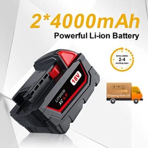 CEENR 2Pack 4000mAh M 18 Batteries Replacement for Milwaukee 18V Battery XC 48-11-1862 48-11-1840 48-11-1815 48-11-1820 48-11-1850 Lithium-ion Compatible with Milwaukee 18-Volt Tools Batteries