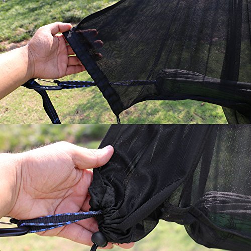 Hammock Bug Net - 12' Hammock Mosquito Net Fits All Camping Hammocks, Compact, Lightweight and Fast Easy Set Up, Security from Bugs and Mosquitoes, Essential Camping and Survival Gear (Black)