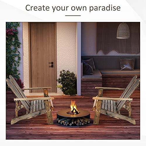 Outsunny 2 Person Adirondack Loveseat, Fire Pit Chair for 2, Wooden Double Adirondack for Patio, Porch, Backyard, Garden with High-Back, Wide Armrests, Brown