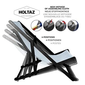 Holtaz Deck Chair Wood Foldable Sun Chair Beach Chair with Removable Fabric for Garden Swimming Pool Camping Beach Bars cafes Hotels up to 130 kg 4 Positions Comics