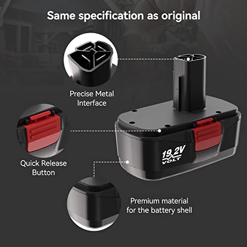 Moticett 3.6Ah Ni-Mh C3 Replacement Battery Compatible with Craftsman 19.2 Volt Battery 130279005 315.11375 315.115410 315.11485 1323903 120235021 11375 11376 Cordless Drills