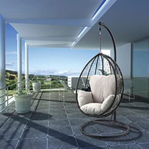 Acme Simona Patio Swing Chair in Beige and Black