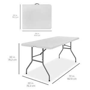 Best Choice Products 6ft Plastic Folding Table, Indoor Outdoor Heavy Duty Portable w/Handle, Lock for Picnic, Party, Camping - White