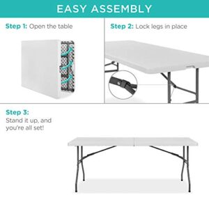 Best Choice Products 6ft Plastic Folding Table, Indoor Outdoor Heavy Duty Portable w/Handle, Lock for Picnic, Party, Camping - White