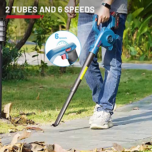 Enhulk Cordless Leaf Blower and Vacuum, 20V Leaf Blower with Battery and Charger, 6 Variable Speeds 185MPH Max Portable 2-in-1 Electric Blower for Blowing Leaf,Cleaning Dust,Small Trash,Car,Porch