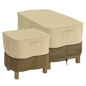 Classic Accessories Veranda Water-Resistant 26 Inch Square Patio Ottoman/Side Table Cover, Outdoor Table Cover