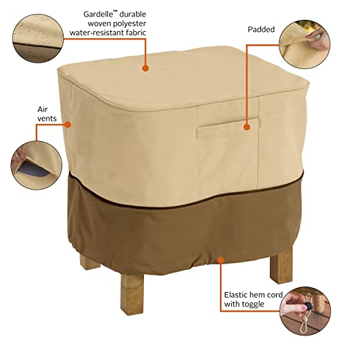 Classic Accessories Veranda Water-Resistant 26 Inch Square Patio Ottoman/Side Table Cover, Outdoor Table Cover