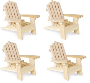 multicraft beach adirondack chair miniature wood for dollhouses, displays, crafting, & diy – 5 inches – set of 4, brown, medium