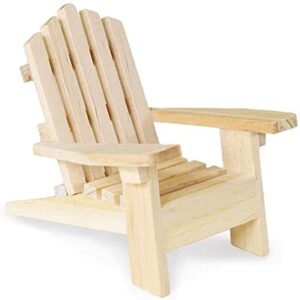 Multicraft Beach Adirondack Chair Miniature Wood for Dollhouses, Displays, Crafting, & DIY - 5 Inches - Set of 4, Brown, Medium