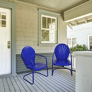 Northlight 34-Inch Outdoor Retro Tulip Armchair, Blue