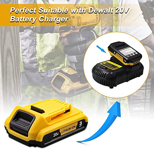 Zuliati Upgraded Compact DCB203 3.0Ah Lithium Battery Replacement for Dewalt 20V Battery DCB206 DCB207 DCB204 DCB201 Compatible with Dewalt 20V MAX Battery DCD/DCF/DCG/DCS Series Power Tools