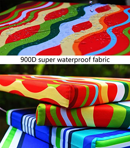 LFNOONE Patio Chair Cushion 17x17 Inch Waterproof Outdoor Seat Cushions Color Fastness High-Density Sponge for Patio Furniture Garden Sofa Couch Chair Pads Color Ripple Pattern Set of 4