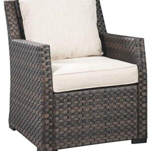 Signature Design by Ashley Easy Isle Outdoor Lounge Chair, Dark Brown & Beige