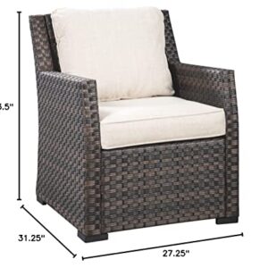 Signature Design by Ashley Easy Isle Outdoor Lounge Chair, Dark Brown & Beige