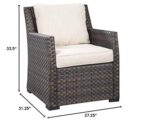 Signature Design by Ashley Easy Isle Outdoor Lounge Chair, Dark Brown & Beige