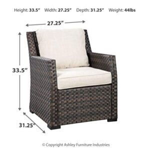 Signature Design by Ashley Easy Isle Outdoor Lounge Chair, Dark Brown & Beige