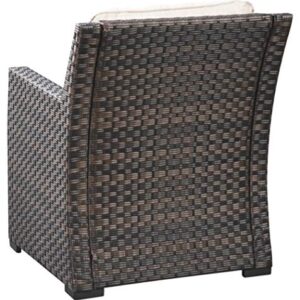 Signature Design by Ashley Easy Isle Outdoor Lounge Chair, Dark Brown & Beige