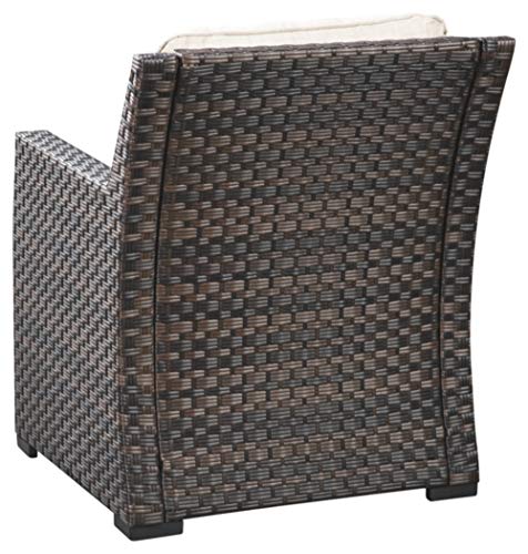 Signature Design by Ashley Easy Isle Outdoor Lounge Chair, Dark Brown & Beige