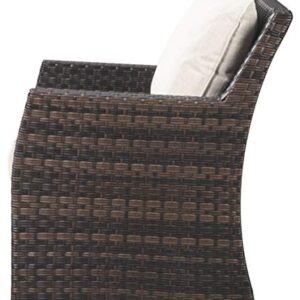 Signature Design by Ashley Easy Isle Outdoor Lounge Chair, Dark Brown & Beige