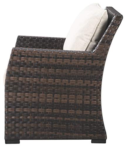 Signature Design by Ashley Easy Isle Outdoor Lounge Chair, Dark Brown & Beige