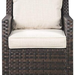 Signature Design by Ashley Easy Isle Outdoor Lounge Chair, Dark Brown & Beige