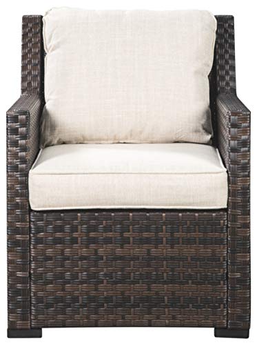 Signature Design by Ashley Easy Isle Outdoor Lounge Chair, Dark Brown & Beige