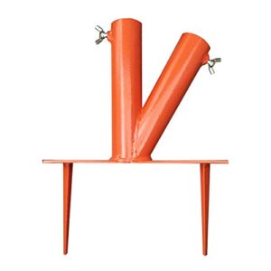 hi-flame outdoor lawn umbrella stand steel parasol holder with 2 positions for park, patio, beach, orange