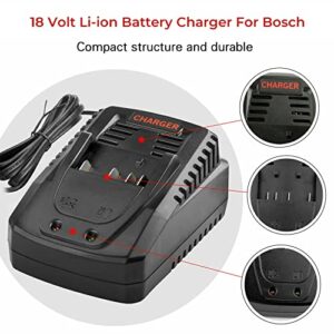 2Pack 5.0Ah BAT609 Battery Replacement for Bosch 18V Battery + 14.4V-18V Lithium Battery Charger BAT618 BAT609 BAT622 BAT609G BAT618G BAT619 BAT619G BAT610G Cordless Power Tool Battery