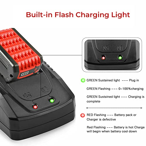 2Pack 5.0Ah BAT609 Battery Replacement for Bosch 18V Battery + 14.4V-18V Lithium Battery Charger BAT618 BAT609 BAT622 BAT609G BAT618G BAT619 BAT619G BAT610G Cordless Power Tool Battery