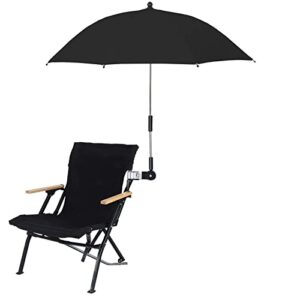 lfdecor chair umbrella with clamp, adjustable beach universal, uv protection sunshade for patio, , stroller, sport, wheelchair and wagon, black, 21.7 inch