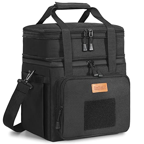 KumYamLO Tactical Lunch Box for Men 16L,Large Insulated Waterproof Reusable Lunch Bag，Women,Work,Outdoor,Picnic,Finishing,Molle Webbing and Adjustable Shoulder Straps(Black)…