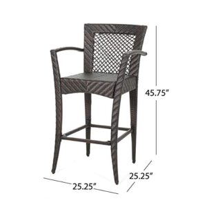 Christopher Knight Home Megan Outdoor 46" Wicker Barstool (Set of 2), Multi Brown Finish