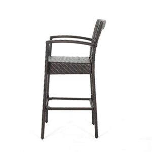 Christopher Knight Home Megan Outdoor 46" Wicker Barstool (Set of 2), Multi Brown Finish