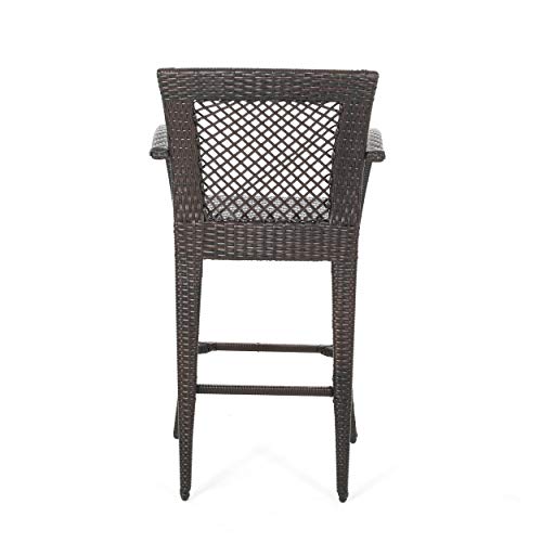 Christopher Knight Home Megan Outdoor 46" Wicker Barstool (Set of 2), Multi Brown Finish