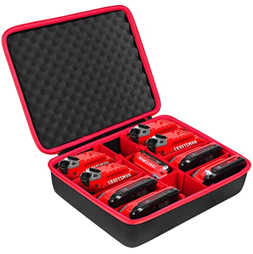 Khanka Hard Battery Storage Box Holder, Carrying Case Replacement for Craftsman 12V/19.2V/20V Max Lithium Ion Battery and Charger - Holds V20 20V 2.0/3.0/4.0/5.0/6.0/6.5/9.0-Ah Battery,（Case Only）