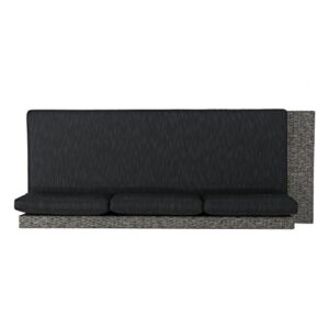 Christopher Knight Home Puerta Outdoor 3-Seater Wicker Left Sofa, Mixed Black / Dark Grey Cushion