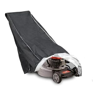 lawn mower cover black, 600d polyester oxford push mower tarp, outdoors lawn mower accessories anti dust snow uv protect cover – universal fit 86l x 25w x 39h inch
