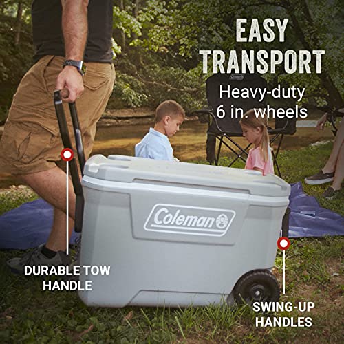 Coleman Ice Chest | Coleman 316 Series Wheeled Hard Coolers, 62qt Rock Grey