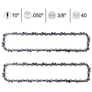 Opuladuo 2PC 10 Inch Chainsaw Chains, Replacement Chain for WORX WG309,10'' Chain for Sun Joe SWJ803E - 3/8'' .050'' 40 Drive Links