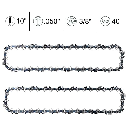 Opuladuo 2PC 10 Inch Chainsaw Chains, Replacement Chain for WORX WG309,10'' Chain for Sun Joe SWJ803E - 3/8'' .050'' 40 Drive Links